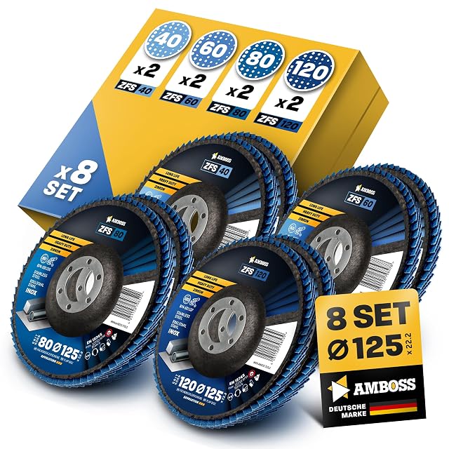Amboss Werkzeuge set di dischi lamellari Ø 125 mm, grana 40-120, fotografia del prodotto