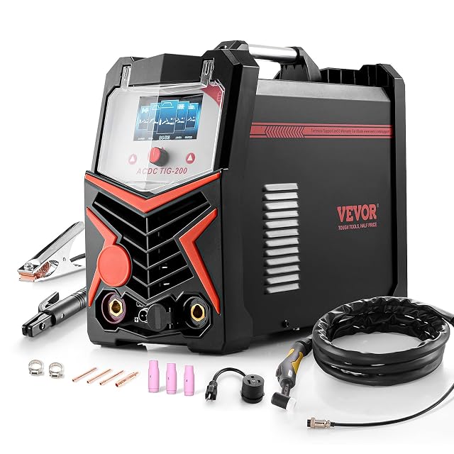 Saldatrice TIG CA/CC VEVOR 200 A 6 in 1 con display LED, fotografia del prodotto